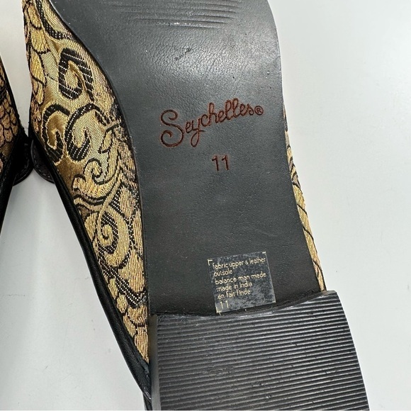 Seychelles wildernes flats size 11 gold metallic tapestry floral festival mules - Picture 10 of 12